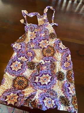 lei rayon Boho Print Apron short-alls